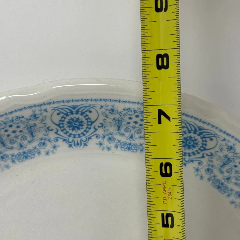 Vintage Shenango China Anchor Hocking Blue Filigree Oval Platter Farmhouse MCM